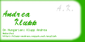andrea klupp business card
